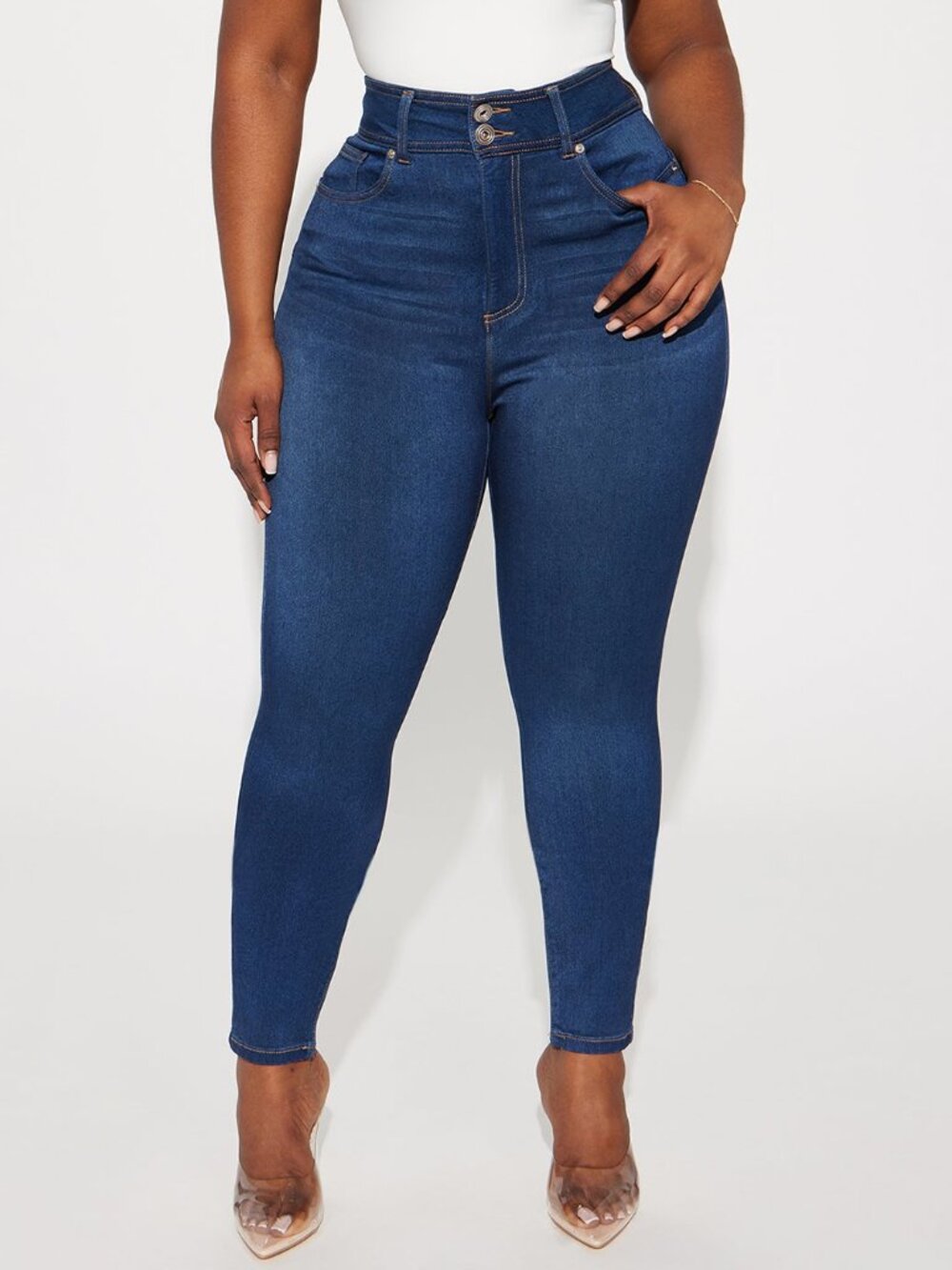 Fashion Nova Double Button Skinny Jeans